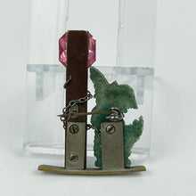 Load image into Gallery viewer, Original 1940s Green Scottie Dog Tied to A Post Brooch