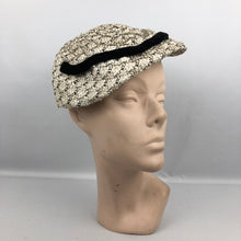Load image into Gallery viewer, 1950s New Look Hat in Black and White with Bow Trim