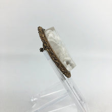 Load image into Gallery viewer, Original French 1950s Reverse Carved Lucite Brooch with White Roses in a Metal Frame