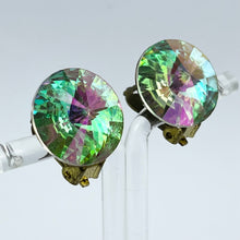 Load image into Gallery viewer, Vintage 1950's Faceted Aurora Borealis Glass Clip-on Earrings