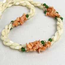 Load image into Gallery viewer, Beautiful Vintage Mother of Pearl Necklace with Salmon Pink Coloured Shell Chips