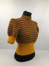 Load image into Gallery viewer, Reproduction 1930s Autumnal Stripe Knit in Red, Green and Mustard - Bust 35” 36” 37”