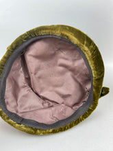 Load image into Gallery viewer, Original 1950’s Green Velvet Evening Hat with Matching Hat Pin - Pretty Sequin Trim
