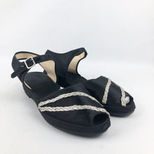 Load image into Gallery viewer, CC41 Black and Silver Satin Low Wedge Shoes - UK 6