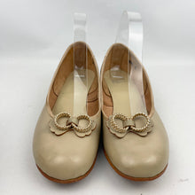 Load image into Gallery viewer, Original 1950's Dark Beige Leather Shoes with Gold Tone Trim - UK 6
