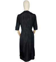 Load image into Gallery viewer, Original 1950's Inky Black Taffeta Cocktail Dress - Fabulous Little Black Dress with Front Drapes - Bust 34 35
