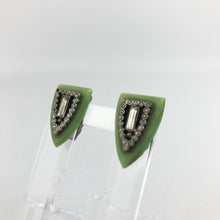 Load image into Gallery viewer, 1930s 1940s Pair of German Green Plastic and Paste Dress Clips
