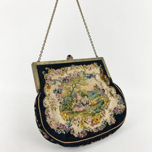 Load image into Gallery viewer, 1920s 1930s Petit Point Black Floral Evening Bag