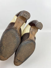 Load image into Gallery viewer, Original 1930's Two-Tone Brown and Cream Court Shoes with Punch Detail - UK 4*