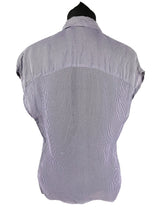 Load image into Gallery viewer, Original 1940's 1950's Purple and White Stripe Blouse with Purple Glass Buttons - Bust 36