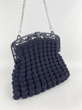 Load image into Gallery viewer, Original 1940s American Made Crochet Bag in Navy