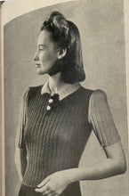 Load image into Gallery viewer, Reproduction 1940’s Hand Knitted Two-Tone Rib Jumper in Grey and Blue with a Neat Collar - Bust 34 36 38 40 42 *