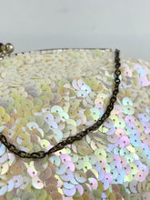 Load image into Gallery viewer, Original 1940's 1950's Pastel Sequin French Evening Bag with Glass Bugle Beads