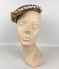 Load image into Gallery viewer, Charming Original 1950's Two Tone Beaded Felt Hat In Cream and Brown *