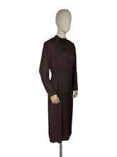 Load image into Gallery viewer, Original 1930's Dark Brown Floppy Long Sleeved Day Dress with Button Neck and Bow - Bust 38