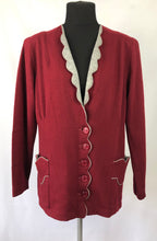 Load image into Gallery viewer, Original 1940s CC41 Machine Knitted Cardigan in Burgundy and Grey - B40 42