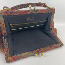 Load image into Gallery viewer, Original 1940's Fabric Bag in Red, Black, Gold and Teal by Ingber *