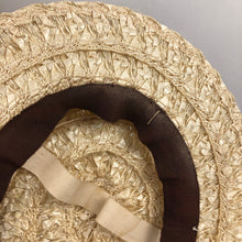 Load image into Gallery viewer, 1940's Cream Lacquered Frances Adams Raffia Hat with Pale Blue Floral Trim *