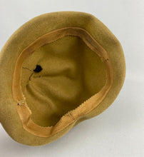 Load image into Gallery viewer, Original 1930s Taupe Felt "Fez" Hat with Black Ostrich Feather Trim