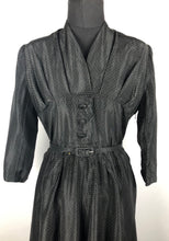 Load image into Gallery viewer, 1950s Black and Gold Polka Dot Dress - B38