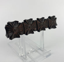 Load image into Gallery viewer, 1940s Early Plastic Brooch of Four Carved Flowers - Looks Like Wood
