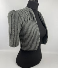 Load image into Gallery viewer, 1940's Reproduction Hand Knitted Bolero in Graphite Grey - B36 37 38 39 40 41 42