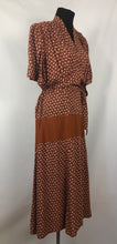 Load image into Gallery viewer, 1940s CC41 Brown and Cream Novelty Print Dress with Bows - B44 46