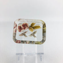 Load image into Gallery viewer, Original 1940s Reverse Carved Lucite Brooch with Flowers and Bluebirds