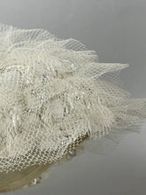 Load image into Gallery viewer, Original 1950’s White Straw Hat with Net and Silver Trim - Fabulous Fifties Hat *