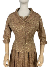 Load image into Gallery viewer, Original 1950's Gold Dress and Jacket Set with Silk Embroidery - Bust 38"