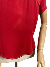 Load image into Gallery viewer, Original 1940's Red Silk Crepe Blouse by Mel Hahn & Gilbert with Paste, Faux Pearl and Soutached Shield Detail - Bust 36 38