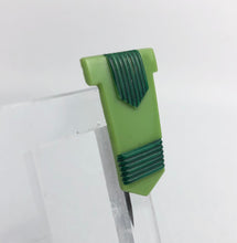 Load image into Gallery viewer, 1930s Two Tone Green Glass Hat Flash or Lapel Pin