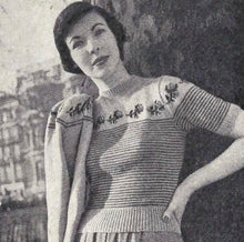 Load image into Gallery viewer, Original 1950s Fair Isle Roses Knit with Colourful Stripes - Bust 36 37