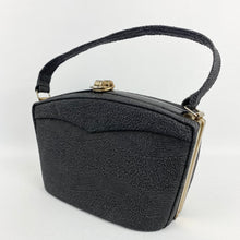 Load image into Gallery viewer, Original 1940s Black Embossed Plastic Box Bag Made to Look Like Corde