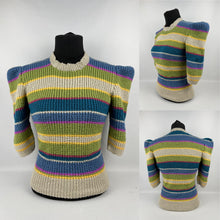 Load image into Gallery viewer, REPRODUCTION 1940s Hand Knitted Jumper in Smart Stripes - Bust 38 40 42 44