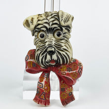 Load image into Gallery viewer, Charming Original 1930's or 1940's Celluloid Scottie Dog Head Brooch with Large Bow at Neck and Moveable Eyes