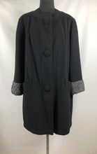 Load image into Gallery viewer, 1940s Volup Black Wool Coat with Faux Fur Lining - Bust 42"