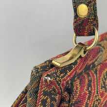 Load image into Gallery viewer, Original 1940's Fabric Bag in Red, Black, Gold and Teal by Ingber *