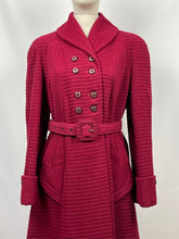 Load image into Gallery viewer, Original 1940s Double Breasted Burgundy Red Belted Coat by Barnett-Hutton - Bust 36 37 38