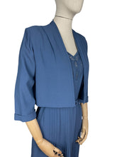 Load image into Gallery viewer, Original 1940's Blue Crepe Dress and Jacket Set with Lace Front and Belt - Bust 36 37