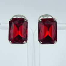 Load image into Gallery viewer, Vintage Cherry Red Glass Silver-tone Clip-On Earrings