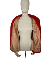 Load image into Gallery viewer, Original 1940's CC41 Pure Wool Swing Jacket In Tomato Red Shade with Pockets - Bust 42 44