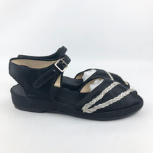 Load image into Gallery viewer, CC41 Black and Silver Satin Low Wedge Shoes - UK 6