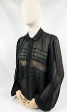 Load image into Gallery viewer, Original 1940s Black Chiffon Balloon Sleeved Blouse - Bust 34 35 36