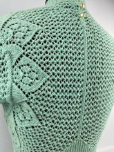 Load image into Gallery viewer, Original 1950s Jumper in Light Reseda Green - Charming Lace Knit - AS IS - Bust 34"