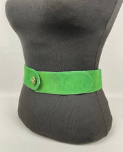 Load image into Gallery viewer, Original 1930s Kelly Green Suede Belt with Painted Button Detail