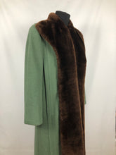 Load image into Gallery viewer, 1940s Sage Green Wool Coat with Real Fur Collar Trim - Bust 38 40