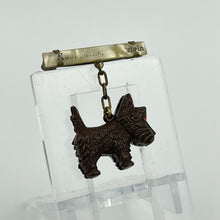 Load image into Gallery viewer, Original 1940s Dangling Brown Scottie Dog Brooch