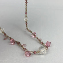 Load image into Gallery viewer, Original 1940s 1950s Pink and Clear Faceted Glass Graduated Bead Necklace