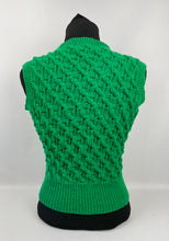 Load image into Gallery viewer, Reproduction 1940s Twisted Cable Slipover in Grass Green - Bust 34 35 36